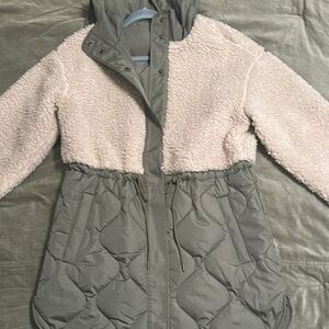 Stylish Two-Tone Hooded Coat